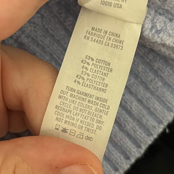 Aerie Turtle Neck 3/4 Zipper Ribbed Blue Oversized Sweater Size Medium - Picture 7 of 7